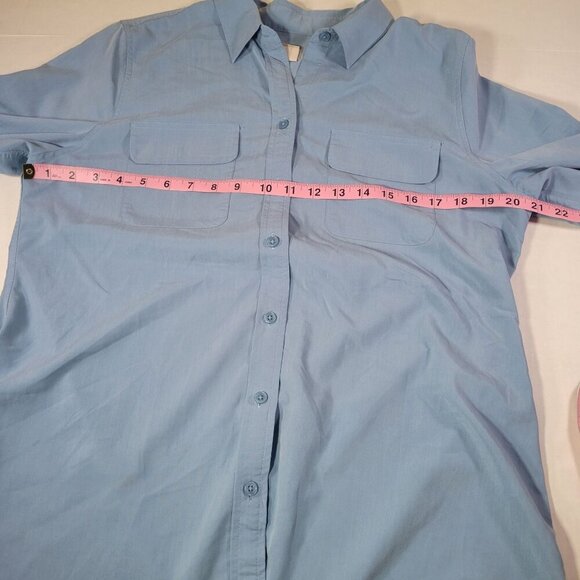 Chicos Women Blue Button-Down Modal Blend Long sleeve Shirt Size 1 (S/8-10) - Picture 6 of 8